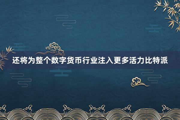 还将为整个数字货币行业注入更多活力比特派